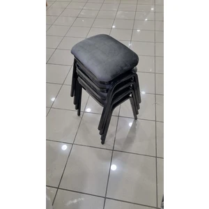 Tabure 4 Adet Siyah Demir Ayaklı Silinebilir Kumaş Yeni Trend Mutfak Taburesi Dikdörtgen Tabure