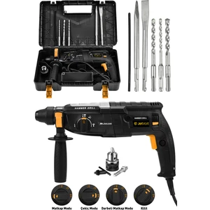 850W Metal Şanzıman Darbeli Matkap Kırıcı Delici Hilti 2-28MM - Siyah