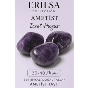 Tesbih Atölyesi Sertifikalı Gerçek Ametist Taşı Kütle – Koyu Mor Doğal Taş Parça (30-35 mm)