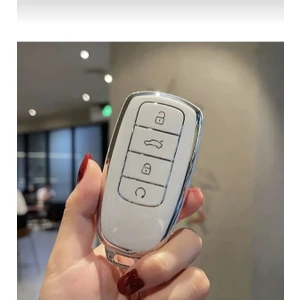 Lüx Chery Tiggo 8 Pro Omoda 5 Tiggo 7 Avantgarde Nano Anahtar Kılıfı Beyaz Gümüş Silver Renk
