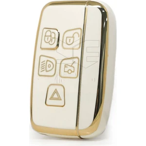 Lüx Land Rover Range Rover Vouge Uyumlu Sport Nano Anahtar Kılıfı Beyaz Gold Altın Renk