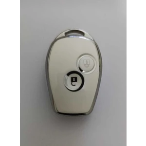 Renault Clio 3 Dacia Duster 2 Buton Nano Anahtar Kılıfı Beyaz Gümüş Silver Renk