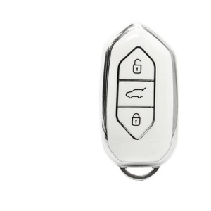 Togg T10X 3 Tuşlu Smart Nano Koruma Anahtar Kılıfı Beyaz Gümüş Silver Renk Yüksek Kalite