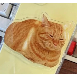 Uykucu Sarı Kedi Figürlü 3m Yapıştırmalı Cep Telefonu Tutacağı Popsocket