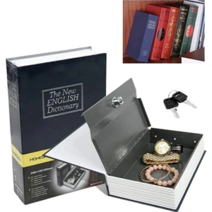 Kitap Görünümlü Gizli Kasa Anahtarlı Çelik Mini Kasa Kilitli Değerli Eşya Kutusu