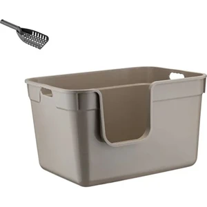 Tanos Dekoratif Büyük Yarı Kapalı Kedi Tuvaleti (Kürek Hediyeli)