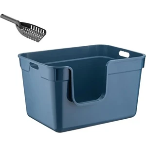 Tanos Dekoratif Büyük Yarı Kapalı Kedi Tuvaleti (Kürek Hediyeli)