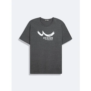 Kısa Kollu Sıfır Yaka Sıgn Baskılı Antrasit T-Shırt