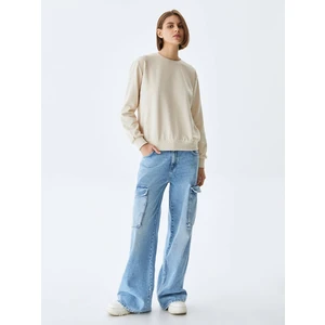 Lorize Sıfır Yaka Uzun Kollu Basıc Kadın Sweatshirt