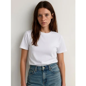 Kısa Kollu Bisiklet Yaka Basıc Beyaz T-Shırt