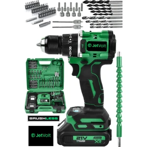 21V Çelik Mandren Kömürsüz Motor Darbeli Şarjlı Matkap Vidalama - Yeşil