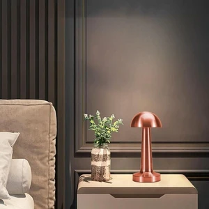 Mantar Model Bronz Renk Şarjlı Dokunmatik 3 Renkli LED Masa Lambası (4887)