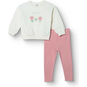 Hellobaby Kız Bebek Sweatshirt - Tayt Forest Flower Uzun Kol Reçme Paça