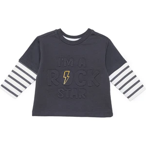 Hellobaby Erkek Bebek Cool Boy Uzun Kol Tshirt Iki Iplik Bisiklet Yaka Uzun Kol