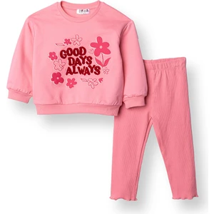 Hellobaby Kız Bebek Sweatshirt - Tayt Motto Girl Bisiklet Yaka Uzun Kol Reçme
