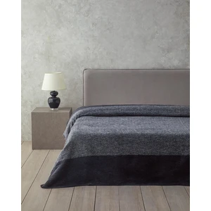Modern Chevron Pamuk Akrilik Çift Kişilik Battaniye 200X220 cm Koyu Gri