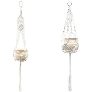 El Yapımı Makrome Bitki Askısı Sepet Çiçek Saksısı Balkon Askı Dekorasyonu Düğümlü Kaldırma Halatı Ev Bahçe Dekoru (Yurt Dışından)