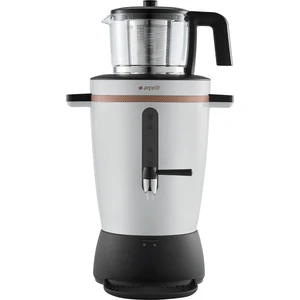 Beyaz Çay Makinesi – 3,5 L Su Isıtıcı, 0,9 L Cam Çift Demlik, Otomatik Kapanma ve Güvenlik Özellikleri