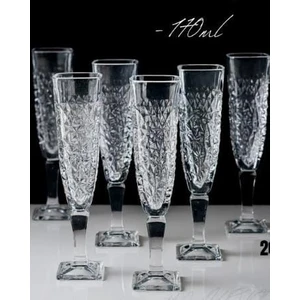 ENAVM Kahve Yanı Su Bardağı 6lı Crackle Flut Desen