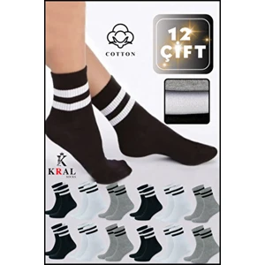 Lüx Kral Patik Çorap Pamuklu Terletmez Çizgili Desen 12 Çift Yaz Sezonu İçin