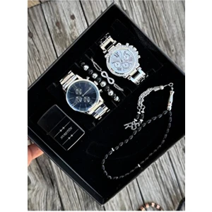 Çift Kol Saatleri Çakmak Tesbih Bileklik Seti Modern Tasarım El İşçiliği