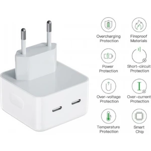 Yeni Nesil Pd Type-C Uyumlu Çift USB-C Girişli Adaptör 50W Şarj Başlığı