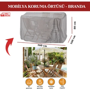 Bahçe Mobilya Koruma Örtüsü Branda 160X160X80 cm - Santimetre, Su Geçirmez, Güneşten Korur