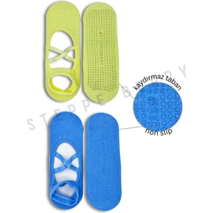 2 Çift Çapraz Bantlı Premium Pilates ve Yoga Çorabı