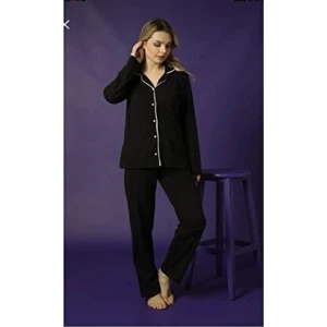 Ercan Gömlek Uzun Kol Siyah Pijama Takımı