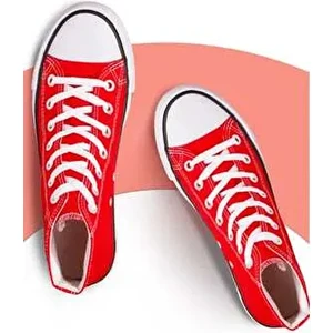 Kırmızı Unisex Model Rahat Keten Bilekli Sneaker Convers Günlük Spor Ayakkabı