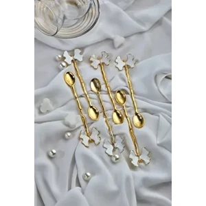 6 Adet Kelebek Model Çay Kaşığı Beyaz Bav