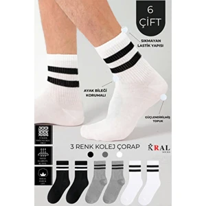 Lüx Kral Kral Patik Çorap Pamuklu Terletmez Çizgili Yaz Sezonu 6 Çift Kolej Tenis Çorabı