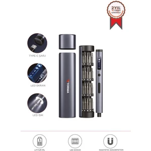 Tts-03 60 Parça Şarjlı Hassas Tornavida Seti – LED Işıklı, Mıknatıslı Alüminyum Kasa, Type-C