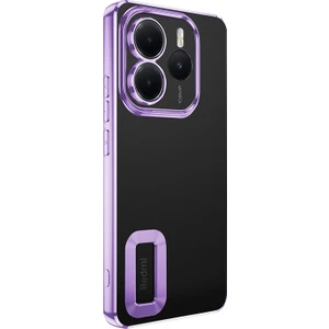 Xiaomi Redmi Note 14 5g Uyumlu Kılıf Logo Gösteren Kamera Korumalı Silikon Lila