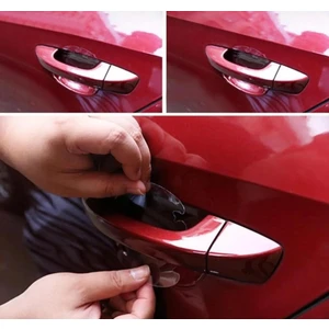 Oto Araç Kapı Kolu Koruyucu Boya Çizik Önleyici Şeffaf Film 4 Set