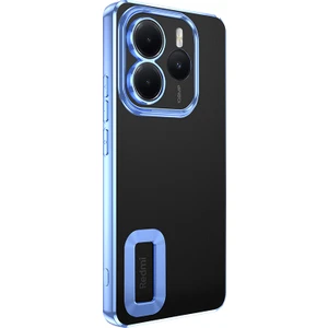 Xiaomi Redmi Note 14 5g Uyumlu Kılıf Logo Gösteren Kamera Korumalı Silikon Mavi