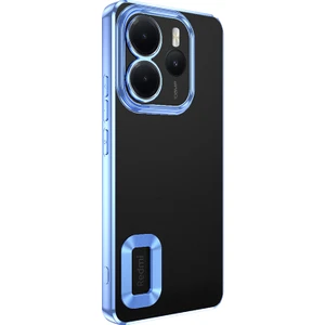 Xiaomi Redmi Note 14 Uyumlu Kılıf Logo Gösteren Kamera Korumalı Silikon Mavi