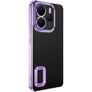 Xiaomi Redmi Note 14 Uyumlu Kılıf Logo Gösteren Kamera Korumalı Silikon Lila