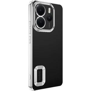 Xiaomi Redmi Note 14 Uyumlu Kılıf Logo Gösteren Kamera Korumalı Silikon Gümüş