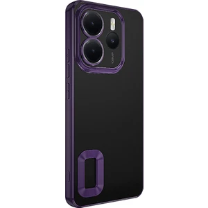 Xiaomi Redmi Note 14 Uyumlu Kılıf Logo Gösteren Kamera Korumalı Silikon Derin Mor