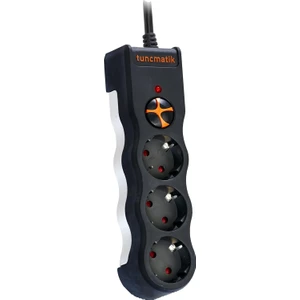 Akım Korumalı Priz 3 Lü Siyah 1.5 METRE KABLOLU