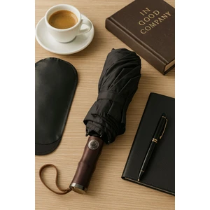 Deri Kılıflı Ahşap Sap Otomatik Fonksiyon Açma Kapama 10 Fiber Telli (Çift Telli) Kaliteli Şemsiye