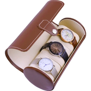 PLZ Shop Taşınabilir Seyahat İzleme Silindir Koruyucu Kutu Depolama Çantası (Kahverengi) (Yurt Dışından)