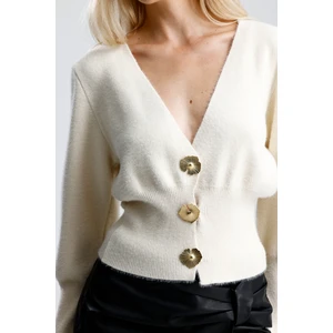 Aymiss Moda V Yaka Metal Düğmeli Hırka,ceket