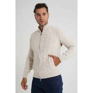 Trist Star Cepli Arka Kol Fitilli Yürütme Saç Örgülü Dik Yaka Yün Hırka