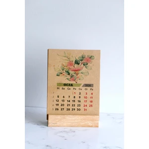 2026 Ahşap Ayaklı Çiçek Tasarımlı Kraft Karton Takvim