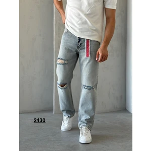 Denım Man Erkek Mavi Baggy Kalıp Yırtık Detaylı Jean Pantolon