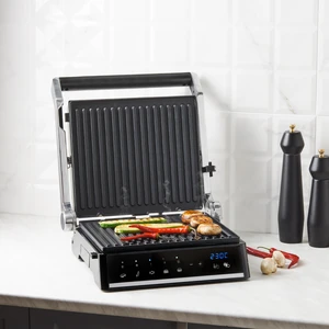 Grilliant 1341H Inox Gövdeli, Döküm Plakalı, 5 Programlı, Led Ekranlı Tost ve Izgara Makinesi