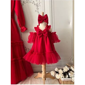 Biya Baby Kız Çocuk Tül Doğum Günü Elbisesi Rahat Kalıp Kırmızı Tütü 1-2 Yaş