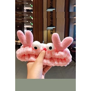 H&E Design Peluş Sevimli Geyik Makyaj ve Banyo Bandı Pembe Kadınlar İçin Eğlenceli Tasarım